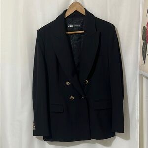 Zara Black Blazer with Gold Buttons- used